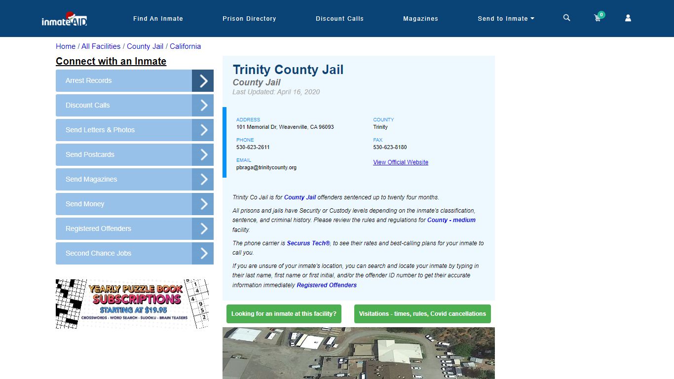 Trinity County Jail - Inmate Locator - Weaverville, CA